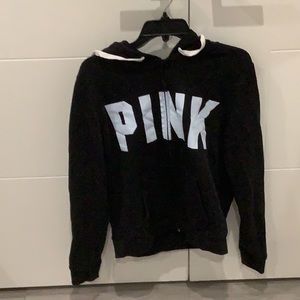 Black logo zip up hoodie from pink size large